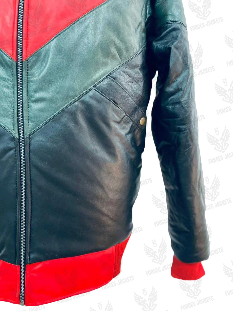 Red Green And Black Bomber Leather Jacket 9 Red Green And Black Bomber Leather Jacket - Image 7