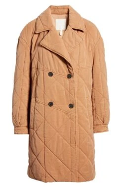 Quilted Double Breasted Navy Peacoat