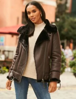 Faux Shearling Aviator Jacket