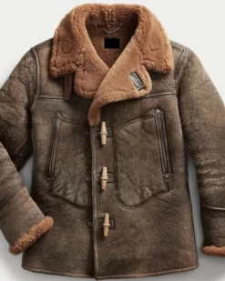 1920s Battle B-3 Military Aviator Winter Bomber Real Sheepskin Leather Jacket