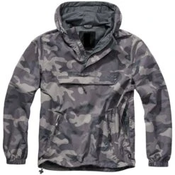 Summer Windbreaker Grey Camo Hooded Jacket