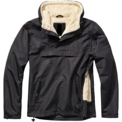 Windbreaker Sherpa Black Hooded Jacket