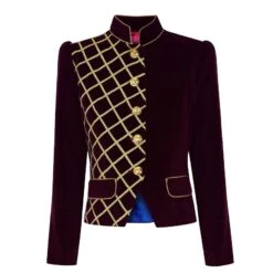 Military Parade Maroon Velvet Jacket