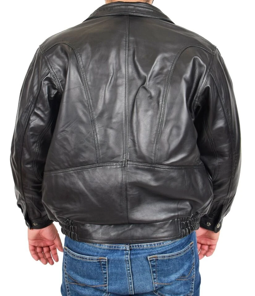 A-1 Fashion Goods Mens Real Black Leather Blouson Jacket 4 A-1 Fashion Goods Mens Real Black Leather Blouson Jacket - Image 2