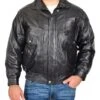 A-1 Fashion Goods Mens Real Black Leather Blouson Jacket -Us Military Jacket A 1 Fashion Goods Mens Real Black Leather Blouson Jacket