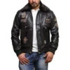 A-2 Aviator Flying Black Leather Bomber Jacket 2 A-2 Aviator Flying Black Leather Bomber Jacket -Us Military Jacket A 2 Aviator Flying Black Leather Bomber Jacket 1