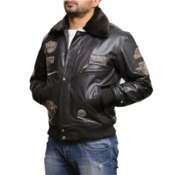 A-2 Aviator Flying Black Leather Bomber Jacket -Us Military Jacket A 2 Aviator Flying Black Leather Jacket