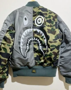 Men’s A Bathing Ape Alpha Industries Shark Ma-1 Bomber Jacket -Us Military Jacket A Bathing Ape Alpha Industries Shark Ma 1 Bomber Jacket