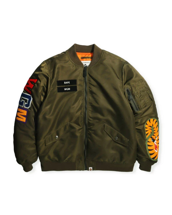 A Bathing Ape Shark Loose Fit Ma-1 Army Green Bomber Jacket 3 A Bathing Ape Shark Loose Fit Ma-1 Army Green Bomber Jacket