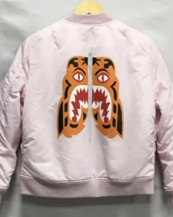 A Bathing Ape Tiger Print Ma-1 White Flight Jacket