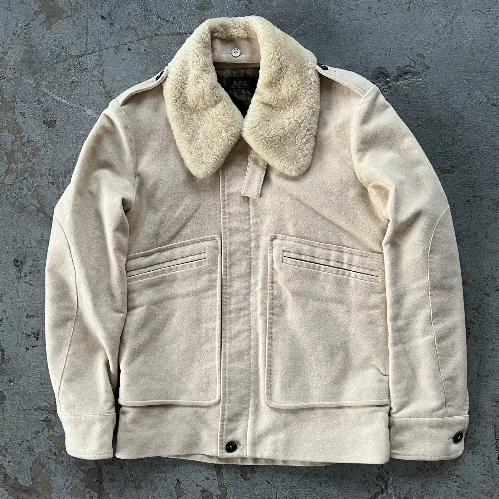 APC Military A-2 White Shearling Bomber Jacket 3 APC Military A-2 White Shearling Bomber Jacket