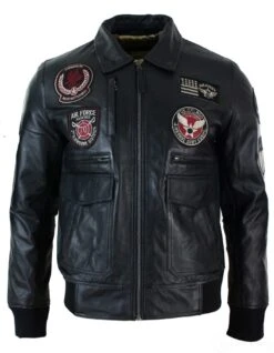 Air Force Black Leather Pilot Aviator Flying Jacket