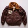 Air Force G-1 Pilot Fur Collar Brown Cowhide Leather Bomber Jacket