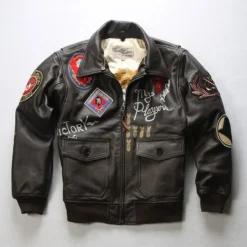 Air Force G-1 Pilot My Player Brown Leather Bomber Jacket