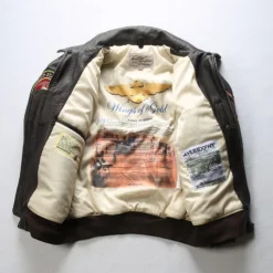 Air Force G-1 Pilot My Player Brown Leather Bomber Jacket -Us Military Jacket Air Force G 1 Pilot My Player Brown Leather Jacket