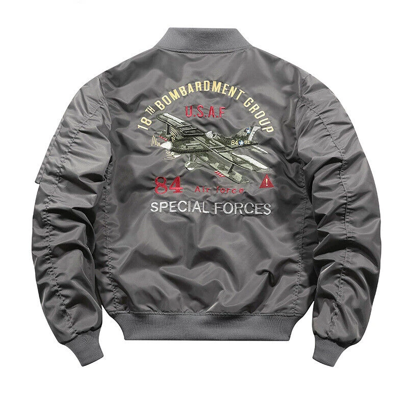Air Force Ma-1 Grey Flight Bomber Military Jacket 4 Air Force Ma-1 Grey Flight Bomber Military Jacket - Image 2