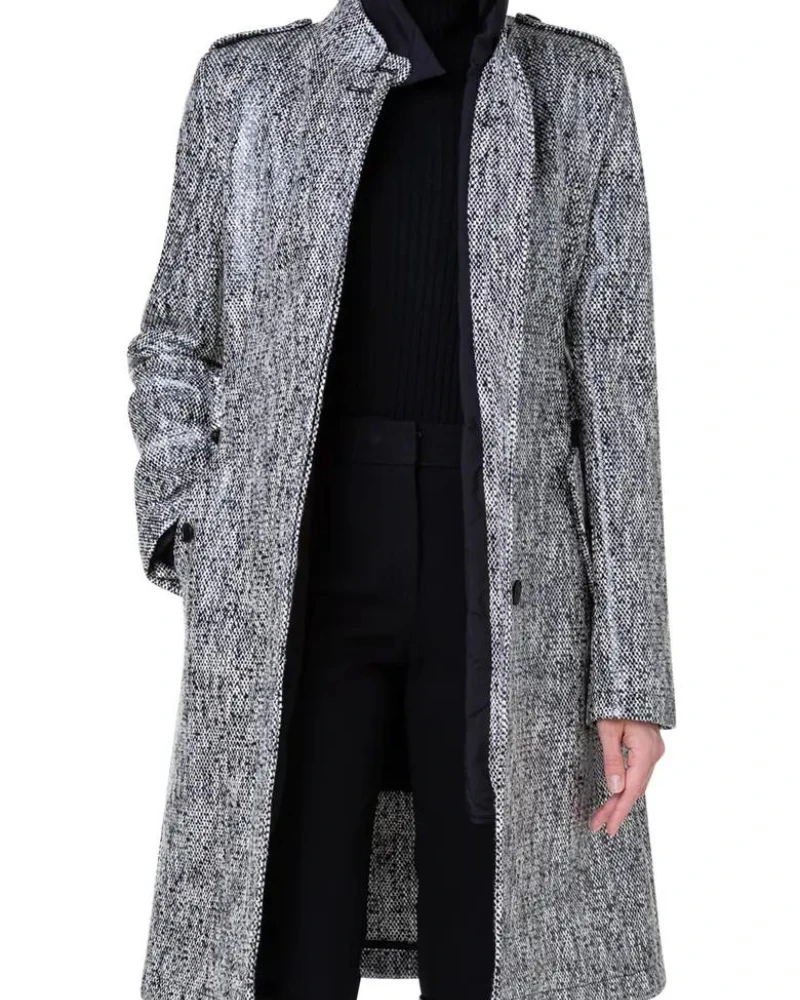 Akris Punto Lacquered Tweed Rain Coat With Removable Lining 3 Akris Punto Lacquered Tweed Rain Coat With Removable Lining