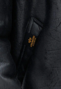 Alpha Industries B-3 Black Leather Bomber Fur Jacket -Us Military Jacket Alpha Industries B 3 Black Bomber Fur Jacket