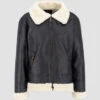 Alpha Industries B-3 Black Leather Bomber Fur Jacket -Us Military Jacket Alpha Industries B 3 Black Leather Bomber Fur Jacket 1