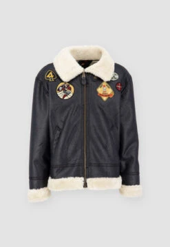 Alpha Industries B-3 Black Leather Bomber Jacket