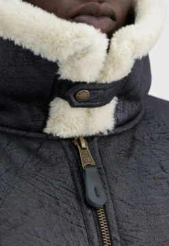 Alpha Industries B-3 Black Leather Bomber Fur Jacket -Us Military Jacket Alpha Industries B 3 Black Leather Fur Jacket 1
