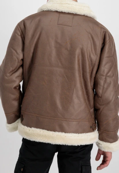 Alpha Industries B-3 Brown Leather Bomber Fur Jacket 4 Alpha Industries B-3 Brown Leather Bomber Fur Jacket - Image 2