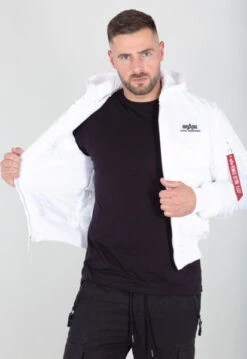 Alpha Industries Ma-1 Back Print White Hooded Jacket -Us Military Jacket Alpha Industries Ma 1 Back Print Hooded Jacket 1