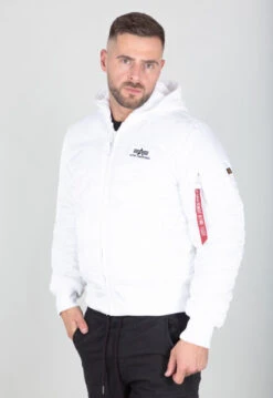 Alpha Industries Ma-1 Back Print White Hooded Jacket -Us Military Jacket Alpha Industries Ma 1 Back Print White Jacket 1