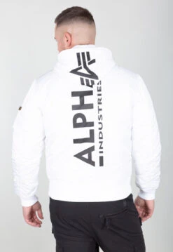Alpha Industries Ma-1 Back Print White Hooded Jacket -Us Military Jacket Alpha Industries Ma 1 Back Print White Jacket