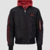 Alpha Industries Ma-1 Black And Red Hooded Jacket