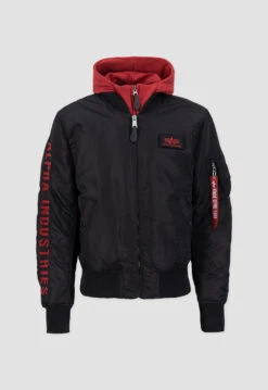 Alpha Industries Ma-1 Black And Red Hooded Jacket