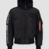 Alpha Industries Ma-1 Black And Reflective Hooded Jacket -Us Military Jacket Alpha Industries Ma 1 Black And Reflective Hooded Jacket