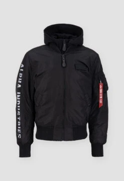 Alpha Industries Ma-1 Black And Reflective Hooded Jacket