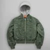 Alpha X Mademe Hooded Ruched Ma-1 Green Bomber Jacket 2 Alpha X Mademe Hooded Ruched Ma-1 Green Bomber Jacket -Us Military Jacket Alpha X Mademe Hooded Ruched Ma 1 Green Bomber Jacket 1