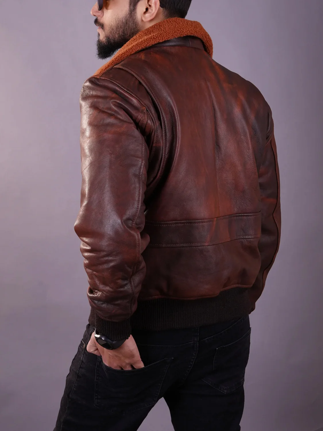 American Forces A-2 Brown Leather Flight Aviator Jacket 6 American Forces A-2 Brown Leather Flight Aviator Jacket - Image 4