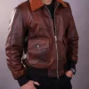 American Forces A-2 Brown Leather Flight Aviator Jacket -Us Military Jacket American Forces A 2 Brown Flight Aviator Jacket