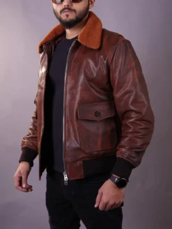 American Forces A-2 Brown Leather Flight Aviator Jacket 8 American Forces A-2 Brown Leather Flight Aviator Jacket -Us Military Jacket American Forces A 2 Brown Leather Flight Aviator Jacket 1