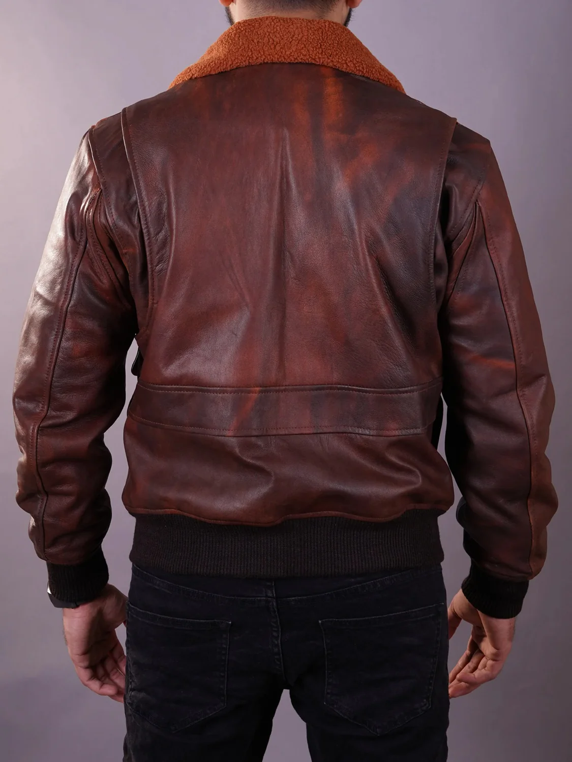 American Forces A-2 Brown Leather Flight Aviator Jacket 4 American Forces A-2 Brown Leather Flight Aviator Jacket - Image 2