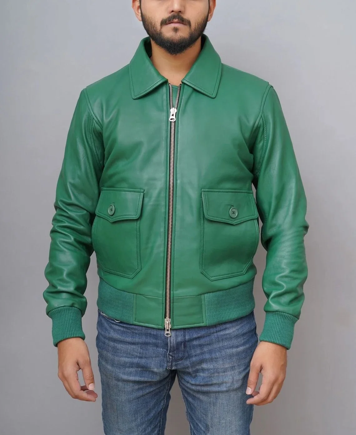 American Forces G-1 Flight Green Bomber Leather Jacket 3 American Forces G-1 Flight Green Bomber Leather Jacket