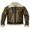 Army Greenish Brown Shearling Leather Jacket -Us Military Jacket Army Greenish Brown Shearling Leather Jacket 1