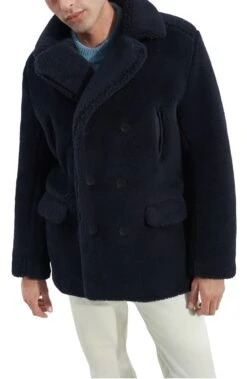 Ashbury UGG Fluff Navy Blue Faux Fur Peacoat