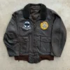 Atkron 85 Vintage G-1 Patches Black Leather Flight Jacket 2 Atkron 85 Vintage G-1 Patches Black Leather Flight Jacket -Us Military Jacket Atkron 85 Vintage G 1 Patches Black Leather Flight Jacket 1