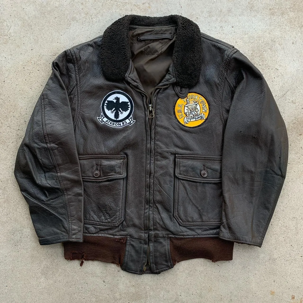 Atkron 85 Vintage G-1 Patches Black Leather Flight Jacket 3 Atkron 85 Vintage G-1 Patches Black Leather Flight Jacket