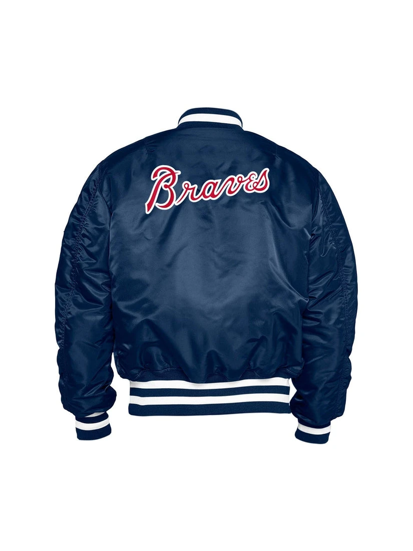 Atlanta Braves X Alpha X New Era Ma-1 Blue Bomber Jacket 4 Atlanta Braves X Alpha X New Era Ma-1 Blue Bomber Jacket - Image 2