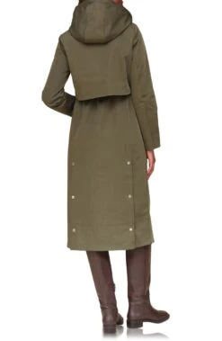 Avec Les Filles Olive Water Resistant Twill Hooded Longline Coat -Us Military Jacket Avec Les Filles Olive Water Resistant Twill Hooded Longline Coat