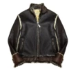 Avirex B-3 Real Shearling Black And Brown Sheep Leather Jacket