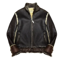Avirex B-3 Real Shearling Black And Brown Sheep Leather Jacket
