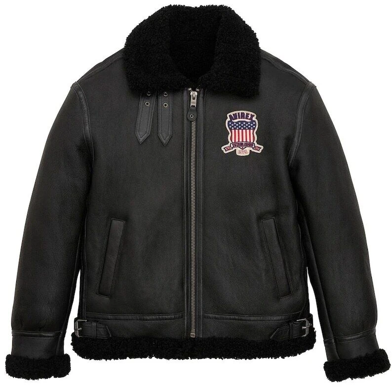 Avirex B3 Bomber Black Shearling Leather Jacket 3 Avirex B3 Bomber Black Shearling Leather Jacket