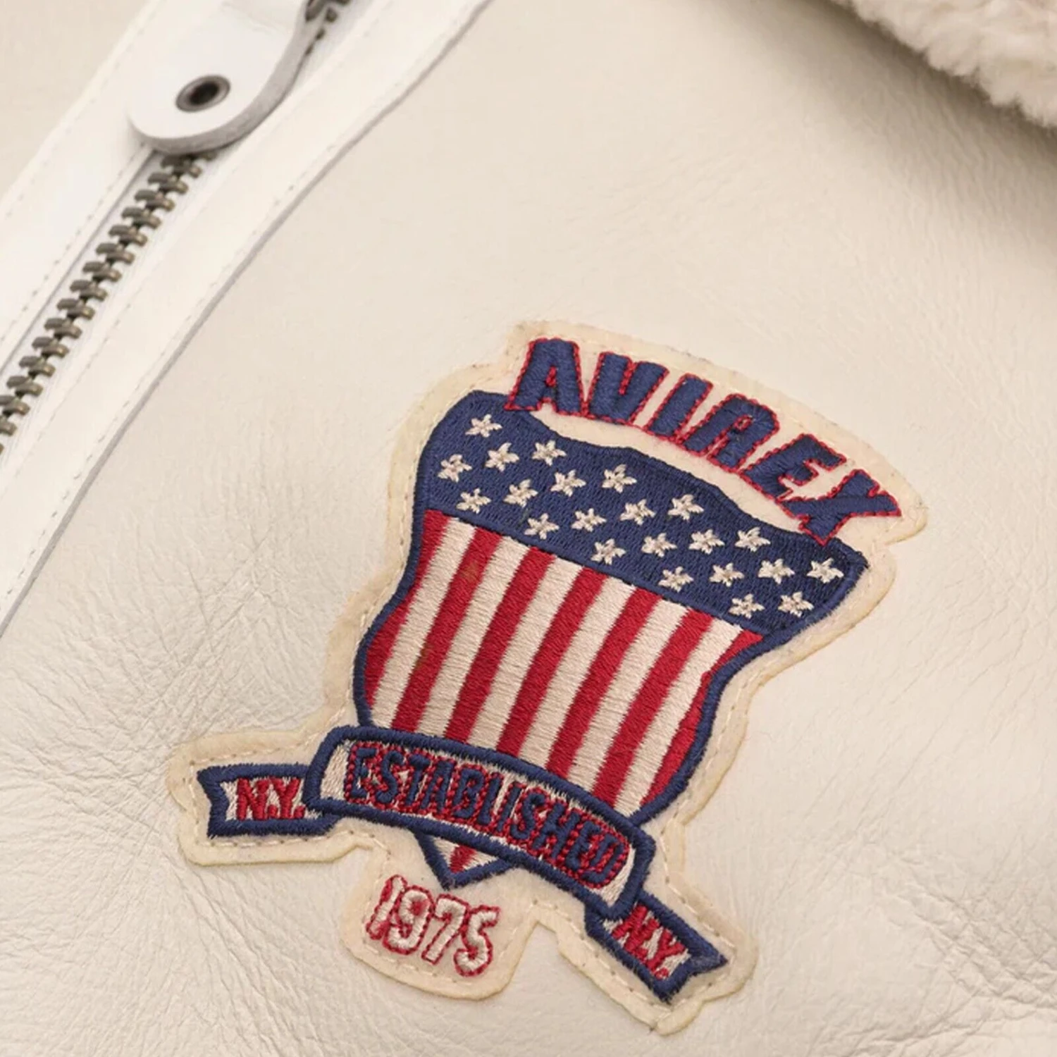 Avirex B3 Bomber White Shearling Leather Jacket 6 Avirex B3 Bomber White Shearling Leather Jacket - Image 4