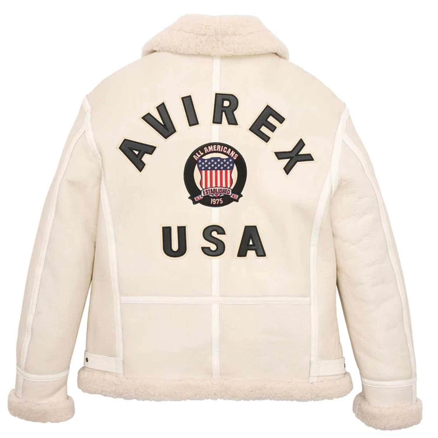 Avirex B3 Bomber White Shearling Leather Jacket 4 Avirex B3 Bomber White Shearling Leather Jacket - Image 2
